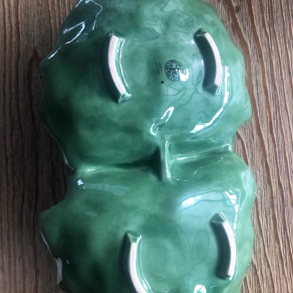 Bordallo Pinheiro Majolica Green Cabbage Ceramic two part Serving Bowl - Picture 8 of 10